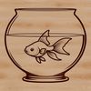 Golden Companion in a Glass Home Illustrated goldfish in a fish bowl, suitable for vector design projects.
