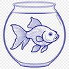 Swimming Beauty A close-up illustration of a goldfish swimming in water.
