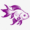 Vibrant Goldfish Silhouette A colorful goldfish swimming in a circular tank made up of simple geometric shapes.