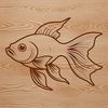 Golden Fish Clip Art Design A simple illustration of a golden-colored fish with vibrant orange scales.