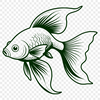 A simple illustration of a goldfish swimming in water.