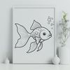 Vibrant Aquarium Scene A colorful illustration of a goldfish swimming in a circular bowl.