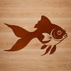 Swimming Fish Design Vector Art A small, yellow fish with orange fins and tail, swimming in a curved line.