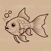 Whimsical Fish Pool SVG Design A small, colorful goldfish swimming in a circular pool.