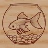 Cute Fish in a Bowl Illustration A detailed illustration of a small goldfish in a glass fish bowl.