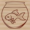 Goldfish in a Bowl SVG Art A stylized illustration of a goldfish swimming in a fish bowl.