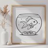 Colorful Swimming Friend Illustration A colorful illustration of a goldfish swimming in a fish bowl.