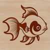 Cute Swimming Fish SVG Design A digital illustration of a small goldfish swimming in water.