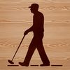 A simple silhouette of a golfer in mid-swing, suitable for vector art and graphic design.