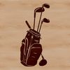 Vector Golf Bag Icon A set of golf clubs arranged in a golf bag, ready to play the sport on a green course.