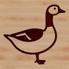 A digital illustration of a white goose in a simple outline style.