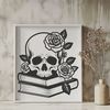 Beautiful Gothic Skull Art A detailed illustration of a skull with intricate design elements inspired by Gothic architecture.