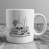 Candlelit Gothic Skull Design A decorative gothic-style skull design featuring a candlelit interior with a book and rose motif.