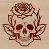 Intricate Skull Illustration in Style A stylized, gothic-inspired skull design with intricate details.