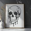 Gothic Drip Art SVG Design A stylized illustration of a dripping skull, suitable for Halloween decorations.