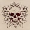 Whimsical Witch Scene SVG Design A traditional witch surrounded by ornate floral patterns and symbols, set against a dark, gothic background.