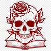 Gothic Skeletal Head Design An SVG vector art design featuring a medieval-inspired skeletal head with decorative elements.