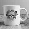 Medieval-Inspired Vector Skull Design A medieval-inspired skull with intricate details and a rose motif, suitable for vector art and digital designs.