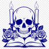 Decorative Skeleton Emblem A decorative Gothic-style skull illustration with intricate details, suitable for printing or cutting out.