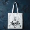 Gothic Skull Illustration with Rose A detailed illustration of a skull surrounded by a rose in a Gothic style.