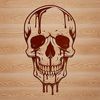 Free SVG Skull Clipart A dripping skull graphic with a gothic design.