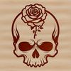 Stylized Skull with Rose Element A stylized Gothic-style skull design with a rose element, created in vector format for cutting machines and digital designs.