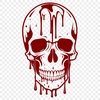Gothic Halloween Decor Clip Art A stylized illustration of a skull with dripping liquid, suitable for gothic Halloween designs.