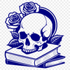 Beautiful Black Rose and Skull Clip Art A detailed Gothic-style skull illustration, suitable for Halloween decorations.
