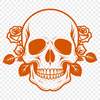 Beautiful SVG Skull Vector Art A stylized illustration of a skull surrounded by intricate details, perfect for vector designs.