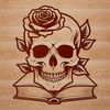 Gothic Art Design Element A stylized skull illustration with intricate details and ornate design elements, suitable for use in digital art projects.