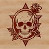 Decorative Skull With Red Bloom A skeletal skull decorated with a single red rose in a Gothic-inspired design.