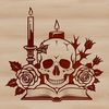 Ornate Gothic skull design for Halloween decor A high-resolution SVG vector art depiction of a decorative Gothic skull with ornate details.