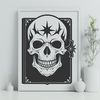 Dark Gothic Design Element A stylized, detailed SVG illustration of a Gothic-inspired skull with intricate design elements.