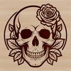 Beautiful Vintage-Style Skull Clip Art A classic Gothic-style skull design featuring intricate details and a floral motif, suitable for various creative projects.