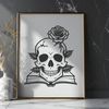 Beautiful Gothic Skull Vector Art A stylized illustration of a Gothic-inspired skull, suitable for various crafting and design applications.