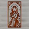 Illustrated witchcraft symbol with mystical and gothic elements, suitable for Halloween decorations or tarot card designs.
