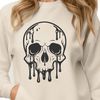 Halloween Drip Skull Design A stylized illustration of a dripping skull, suitable for Halloween-themed designs.