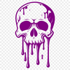 Decorative Skull Design with Macabre Drips An SVG vector design featuring a macabre skull with decorative drips and drops.