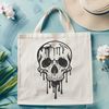 Gothic Skull Design with Eerie Details A gothic-inspired skull design with dripping, eerie details suitable for Halloween-themed projects.