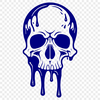 A stylized graphic illustration of a skull with dripping or oozing effect, suitable for Halloween decorations.