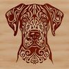 Great Dane Silhouette with Intricate Details A detailed illustration of a Great Dane's head, featuring intricate design elements.