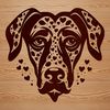 Beautiful Great Dane Head Clip Art A detailed illustration of a Great Dane's head featuring love hearts.