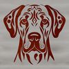 Decorative Great Dane Illustration Large breed dog illustration, great dane head and body depicted in a decorative style.