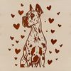 Beautiful Dog Clip Art with Love Hearts A large breed dog with love hearts surrounding its head, suitable for personal or commercial use in vector formats like SVG.