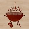 Summer BBQ Illustration A stylized illustration of a BBQ grill with utensils and food, suitable for digital cutting machines like Cricut.