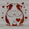 A cute guinea pig character surrounded by love hearts, ideal for personal or commercial design projects.