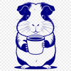 A cute guinea pig sitting in front of a coffee cup, making it suitable for pet owners who love to drink coffee.