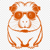 Trendy Guinea Pig Silhouette A guinea pig wearing trendy sunglasses sits on a background with a subtle texture, suitable for various digital applications.