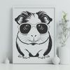 Cute Cartoon Guinea Pig Wearing Shades A cartoon guinea pig wearing trendy sunglasses, suitable for various design projects.