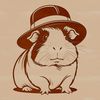 Cute Guinea Pig in a Hat Illustration A simple illustration of a guinea pig wearing a hat, suitable for use in crafting or design projects.